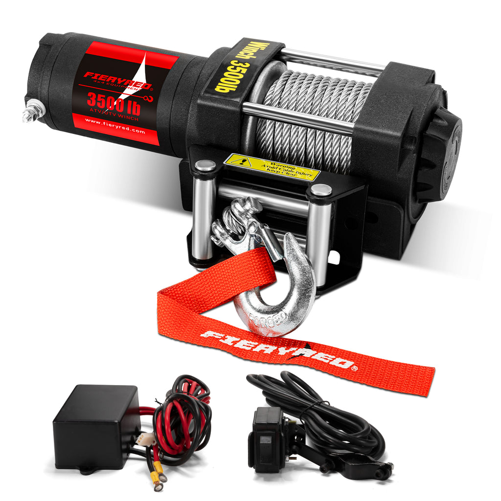 Electric 12V 3500lb Winch, Steel Cable Winch Kits