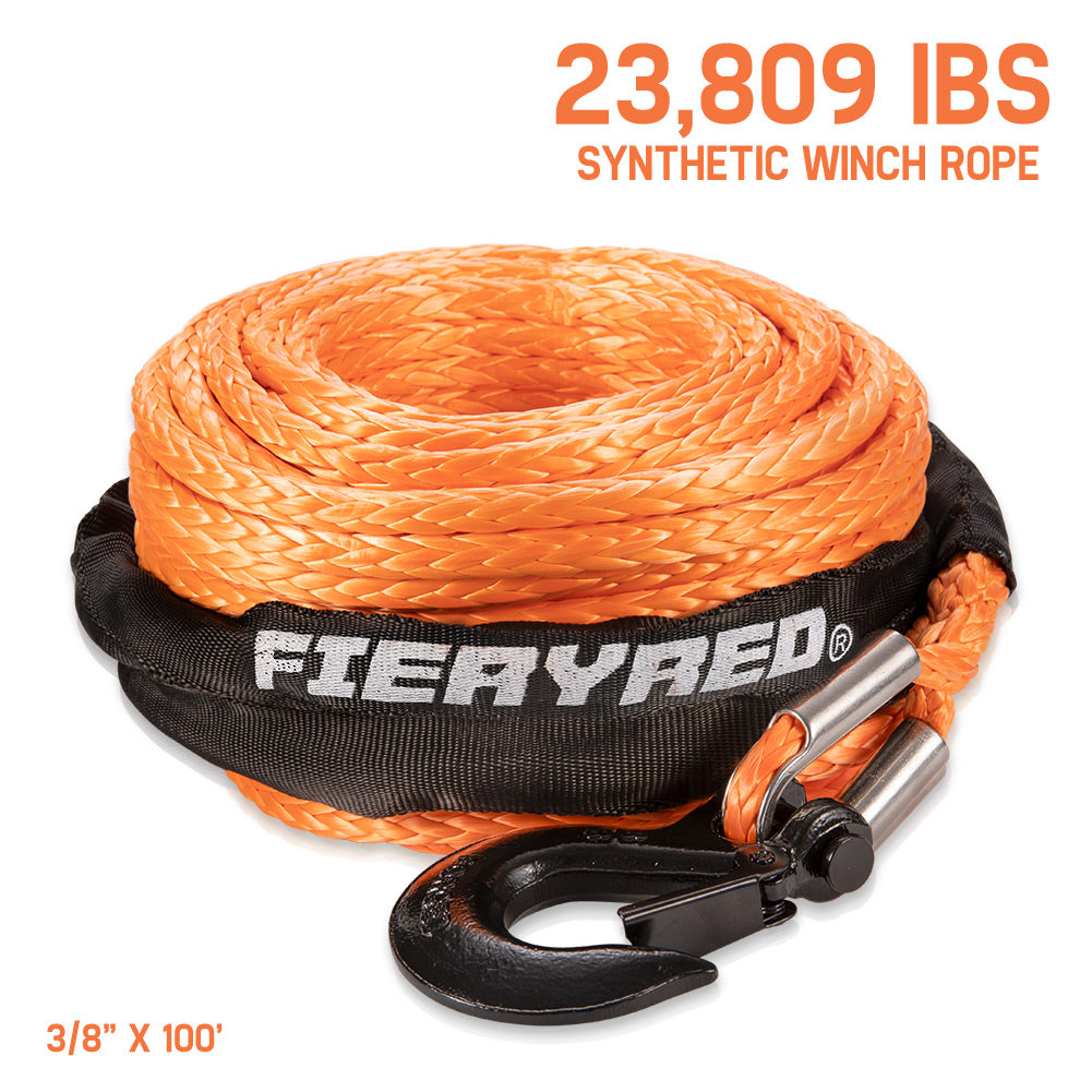 Synthetic Winch Rope 3/8" x 100' - 23,809 Ibs (Orange)